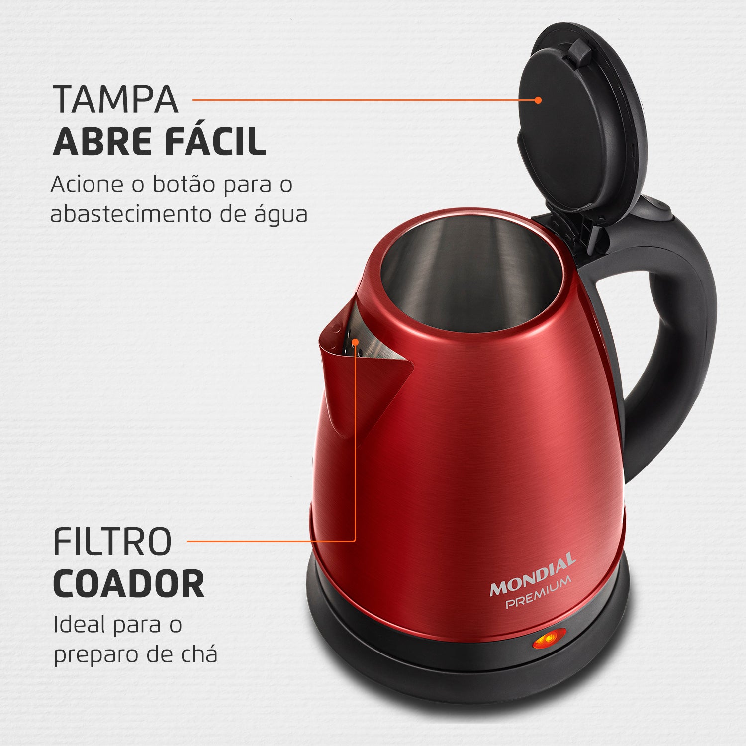 Chaleira Eletrica Mondial 110v 2 Litros 1200w Pratic Inox Ce-06r Chaleira Eletrica Mondial 110v 2 Litros 1200w Pratic Inox Ce-06r